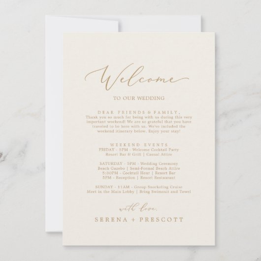 Welkomstbrief van Delicate Gold Cream, rondweg en (Voorkant)