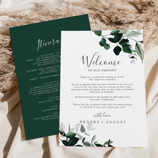 Welkomstbrief van Emerald Greenery Wedding