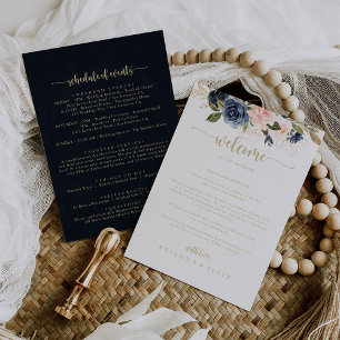 Welkomstbrief van Navy Blush Floral Wedding