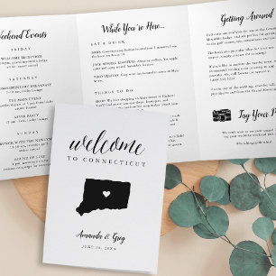 Welkomstbrief voor Connecticut Wedding en reisrout Drieluik Programma
