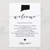 Welkomstbrief voor Connecticut Wedding en reisrout Programma (Voorkant)
