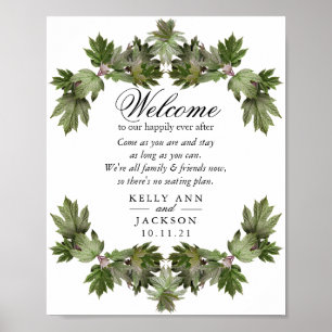 Welkomstbruiloft - Trendy Green Leaf Swags Poster