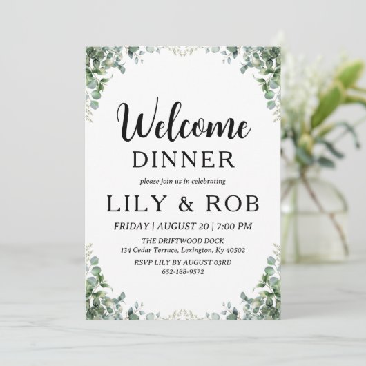 welkomstdiner kaart (Staand voorkant)