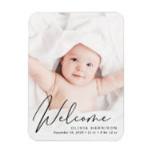 Welkomstfoto-script geboorteaankondiging magneet (Verticaal)