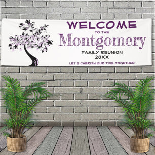 Welkomstgezinshereniging Modern Trendy Paarse boom Spandoek
