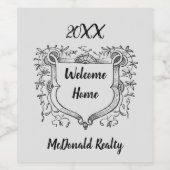  welkomstherder van onroerend goed met schild wijn etiket (Enkel label)