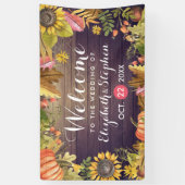 Welkomstherfst van bruiloft Maple Leaves Pumpkins  Spandoek (Verticaal)