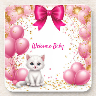 Welkomstkaart voor kleine kittenbaby 🐱 bier onderzetter