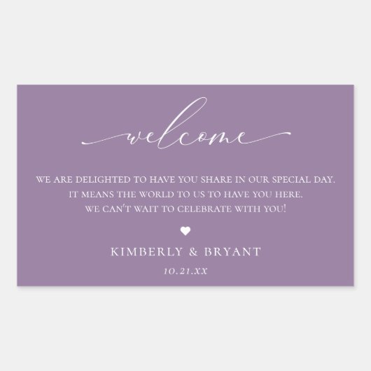 Welkomstlabel bruiloft rechthoekige sticker (Voorkant)