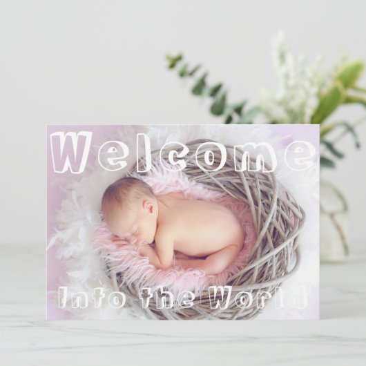 Welkomstlicht Paarse wittekst Baby geboorte Aankondiging (Staand voorkant)