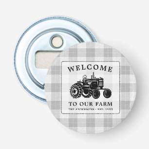 Welkomstnaam Boerderij Tractor White Play Button Flesopener
