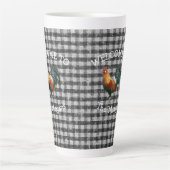 Welkomstnaam kow zwart-wit Check Farmhouse Latte Mok (Voorkant)