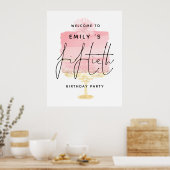 Welkomstnaam roze Cake Script 50th Birthday Party Poster (Keuken)