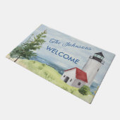 Welkomstnaam van de Waterverf Lighthouse Scene Deurmat (Schuin)