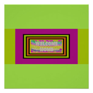 welkomstontwerp paars groen rood perfect poster