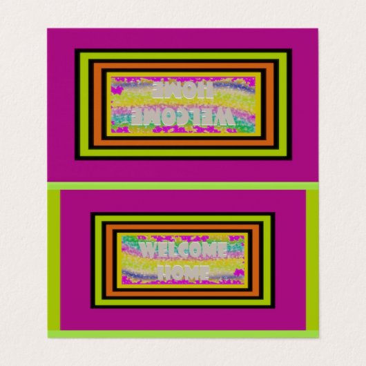 welkomstontwerp paars groen rood visitekaartjes (Buitenkant ongevouwen)
