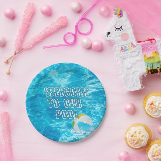 Welkomstpapier Bord zwempool (Feest)
