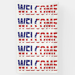 Welkomstregels op Amerikaanse vlag (v) bnrcn Spandoek