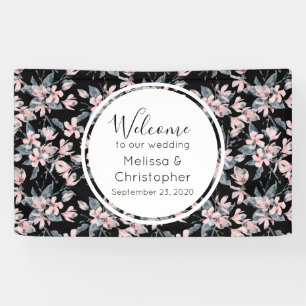 Welkomstroze en grijze Floral Spandoek