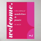 Welkomstroze magenta retro Abstract huwelijk Poster (Voorkant)