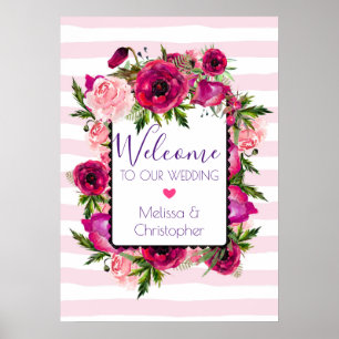Welkomstroze roze roze roze roze poppy Floral Bouq Poster