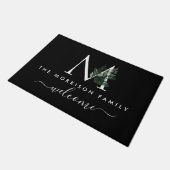 Welkomstscript monogrammed greenery black doormat deurmat (Schuin)