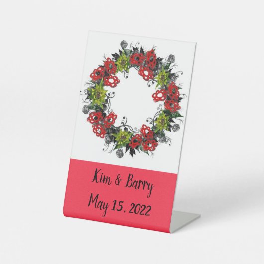 Welkomstsignaal met floral bloemen reclamebord met voetstuk (Voorkant)