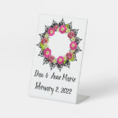 Welkomstsignaal met floral bloemen reclamebord met voetstuk (Voorkant)