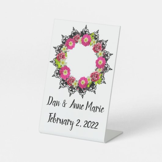 Welkomstsignaal met floral bloemen reclamebord met voetstuk (Voorkant)