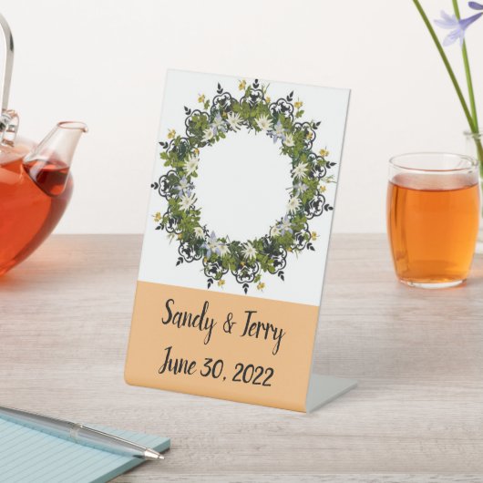 Welkomstsignaal met floral bloemen reclamebord met voetstuk (Insitu)