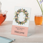 Welkomstsignaal met floral bloemen reclamebord met voetstuk (Insitu)