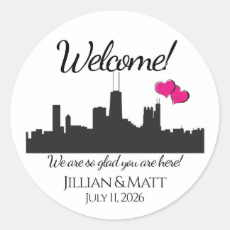 Welkomsttas Chicago Huwelijksstickers Ronde Sticker