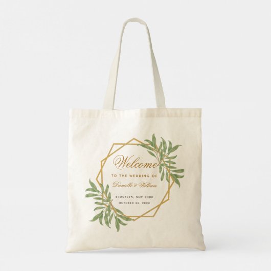 Welkomsttas voor bruiloft - Botanische Geometrisch Tote Bag (Achterkant)