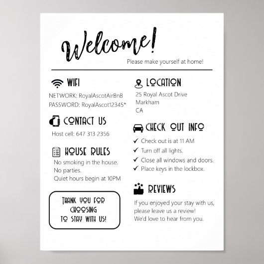 Welkomstteken afdrukken, waardepapier Poster (stee (Voorkant)