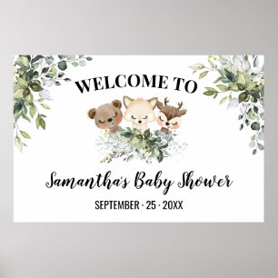 Welkomstteken Baby shower Forest Animals Poster