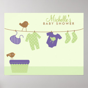 Welkomstteken baby wasgoed Baby shower Poster