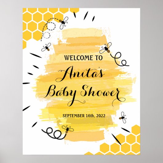 Welkomstteken bije Baby shower Poster (Voorkant)