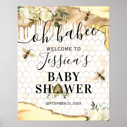  Welkomstteken bijen Baby shower Poster (Voorkant)