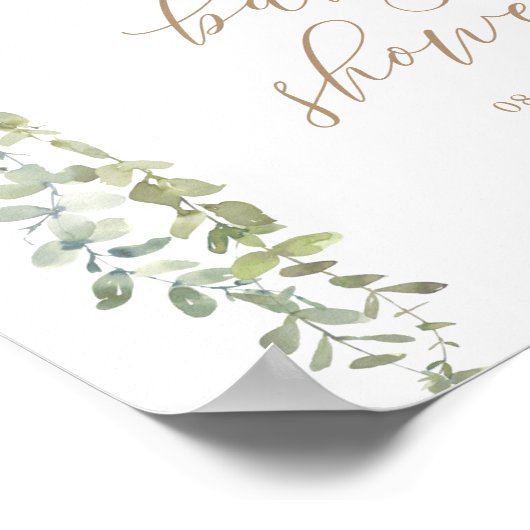 Welkomstteken Blauw ballon Eucalyptus Baby shower Poster (Hoek)