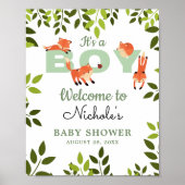 Welkomstteken bos bos Fox Boy Baby shower Poster (Voorkant)