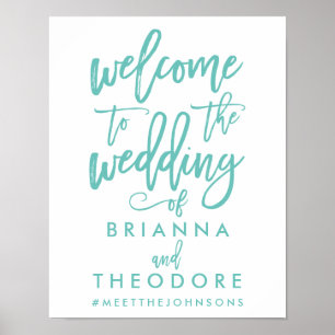 Welkomstteken chic Hand Lettered Gold Wedding Poster