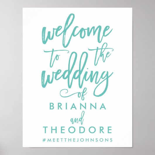 Welkomstteken chic Hand Lettered Gold Wedding Poster (Voorkant)