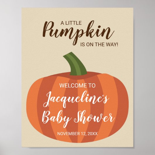 Welkomstteken kleine pomkin Herfst Baby shower Poster (Voorkant)