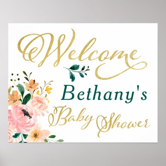 Welkomstteken kleine wilde bloemen Baby shower Poster (Voorkant)