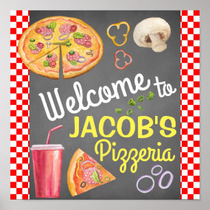 Welkomstteken Pizza Party Poster