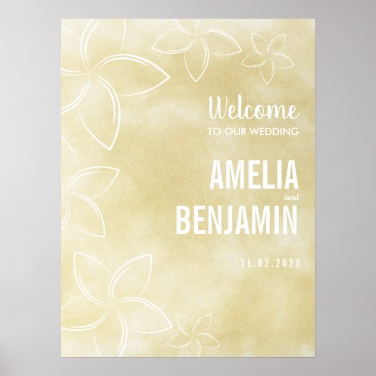 Welkomstteken Plumeria Wedding Poster (Voorkant)