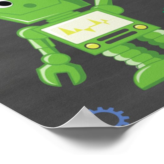 Welkomstteken Robot op verjaardagsfeestje Poster (Hoek)