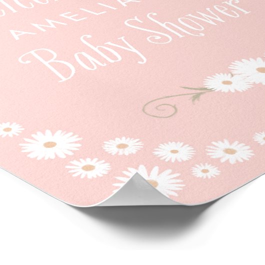 Welkomstteken Roze Boho Daisy Baby shower Poster (Hoek)