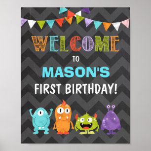 Welkomstteken van kleine monster poster