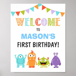 Welkomstteken van kleine monster poster
